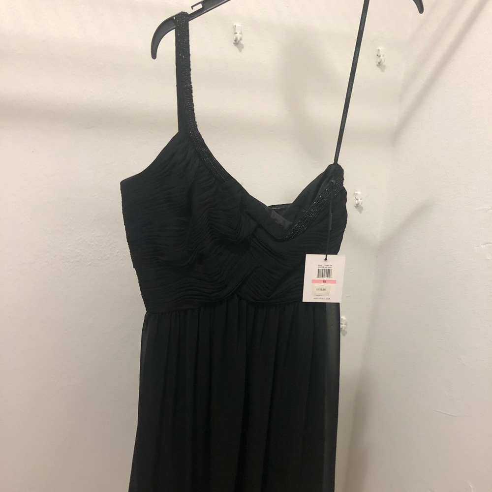 Cocktail dress black, one shoulder, chiffon